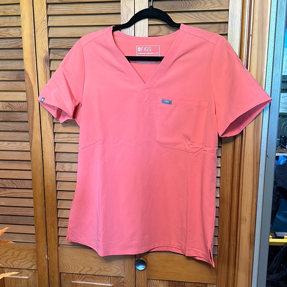 Hot Coral Catrina Figs Scrub top